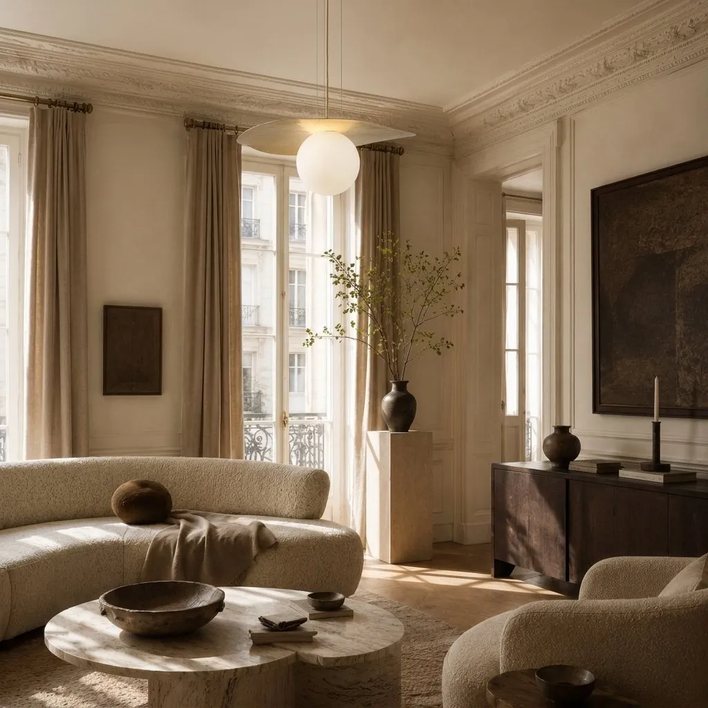 Interior scheme with considered reflective surfaces and metal detailing